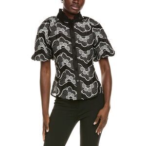 Gracia Womens  Embroidered Blouse, Black